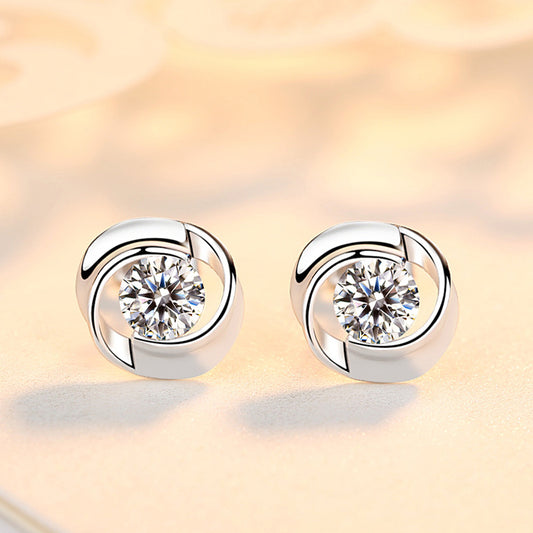 Silver Rose Clover Petal Earrings: Women's Minimalist Jewelry