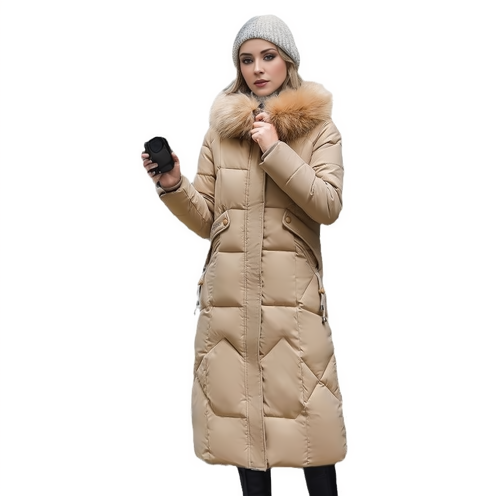 Women's Cotton Padded Jacket - Knee Length Coat | Women's Clothing.