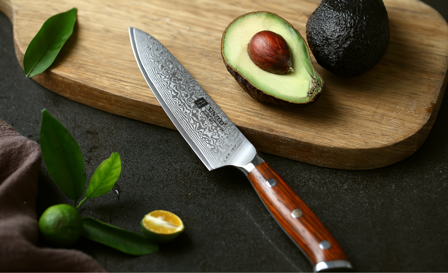 XINZUO 1/4PC Keukenmessenset vg10 Kern Damascus Staal Chef Santoku Gebruiksmes Messen Roestvrij Staal Snijden Vlees Bestek