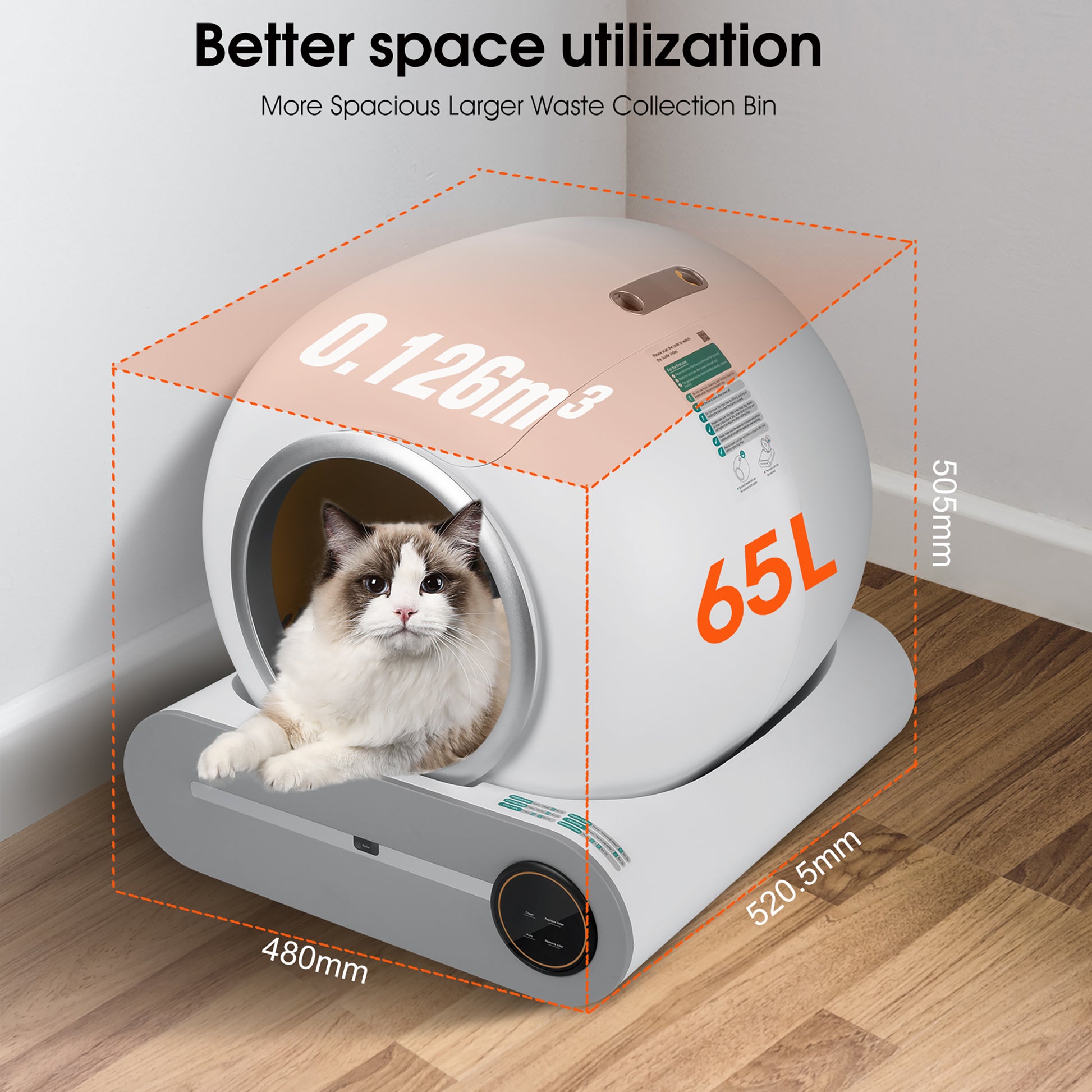 Smart WiFi-Enabled Cat Litter Box with Odor Elimination, Automatic