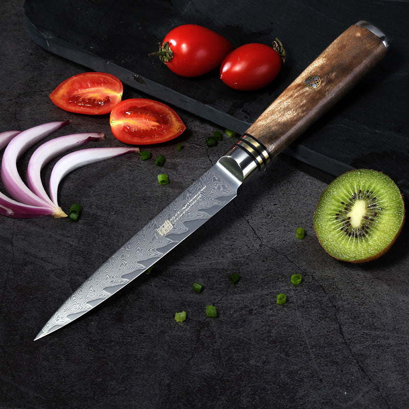 5" Damascus Kitchen Paring Knife with Unique Bone Pattern