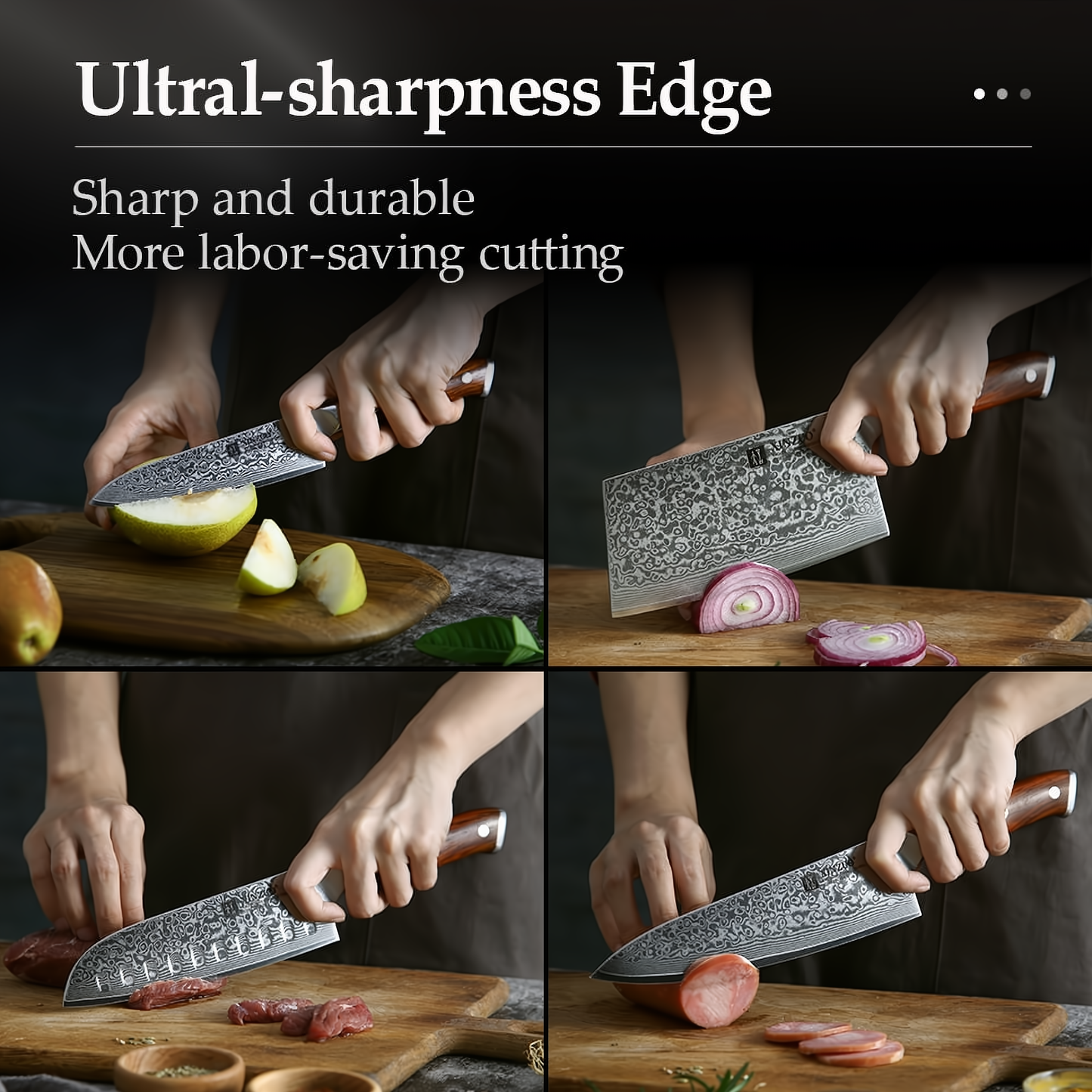 XINZUO 1/4PC Keukenmessenset vg10 Kern Damascus Staal Chef Santoku Gebruiksmes Messen Roestvrij Staal Snijden Vlees Bestek