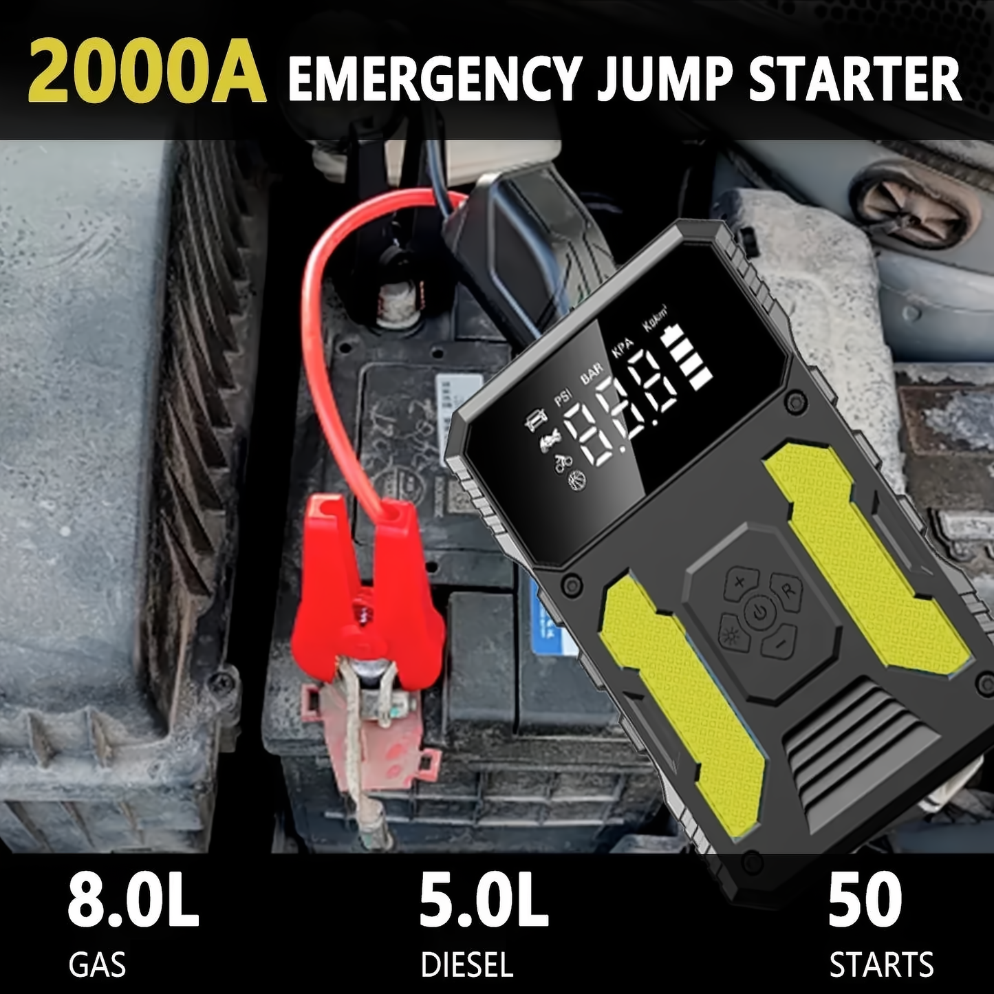 Auto Jump Starter Met Luchtcompressor Draagbare 12V Jump Starter Powerbank Accupack Lithium-accu Booster