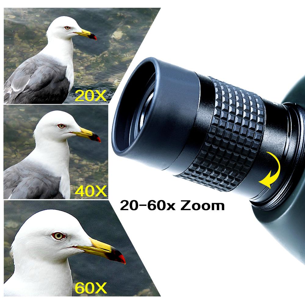 USCAMEL Bird Watching Waterproof Scope 20-60x60 Monocular Telescope.