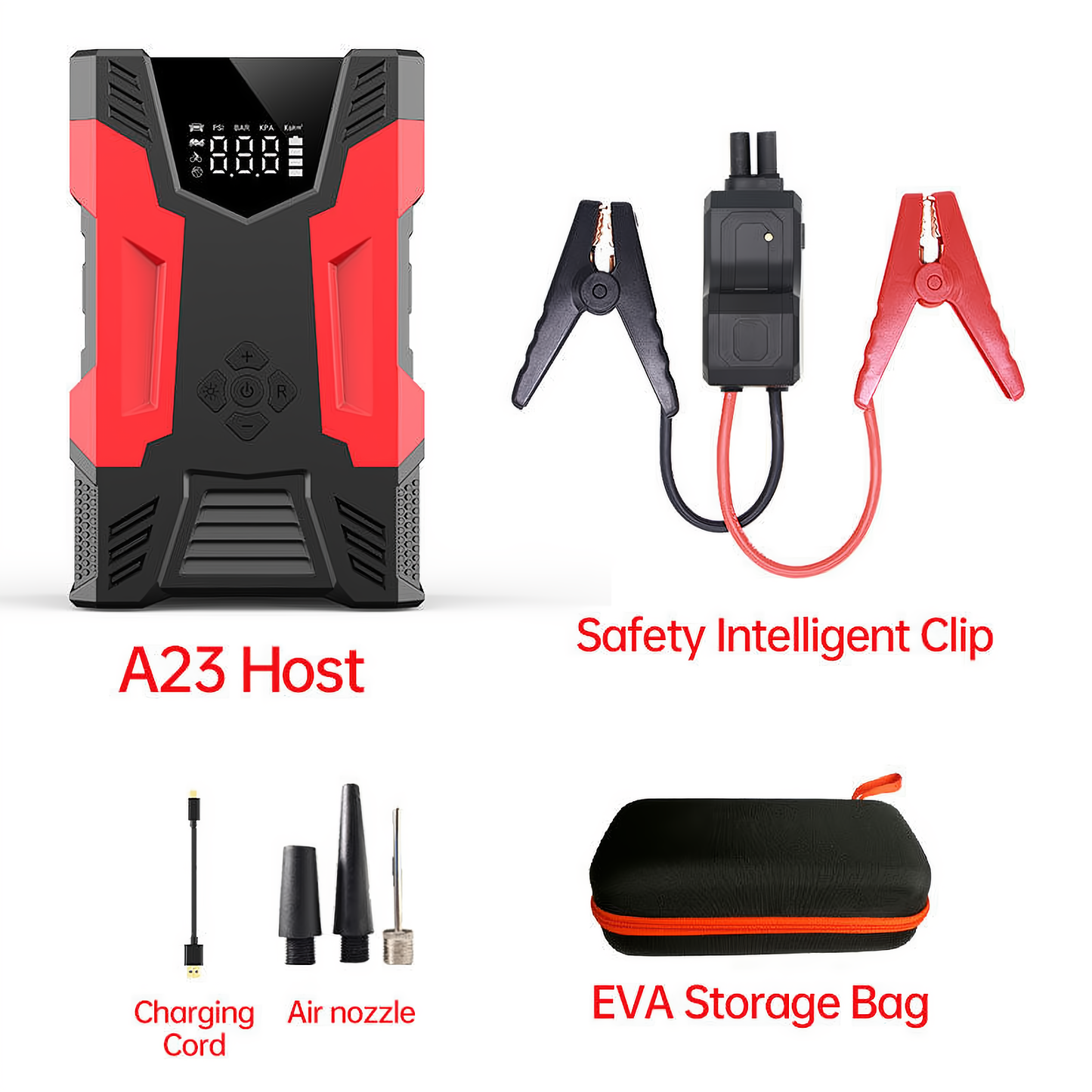 Auto Jump Starter Met Luchtcompressor Draagbare 12V Jump Starter Powerbank Accupack Lithium-accu Booster