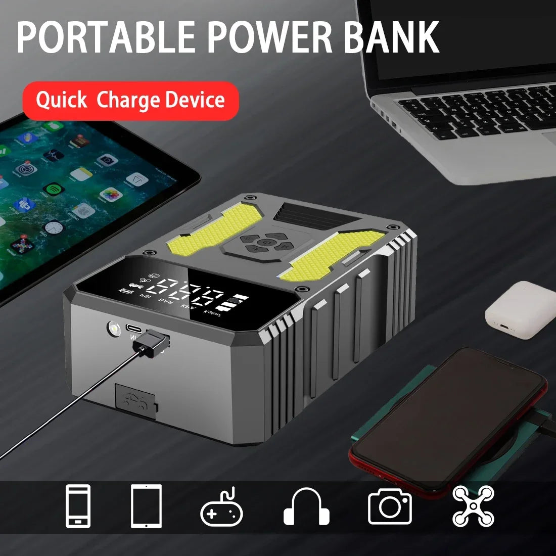 Car Jump Starter With Air Compressor | Portable 12V Power Bank"