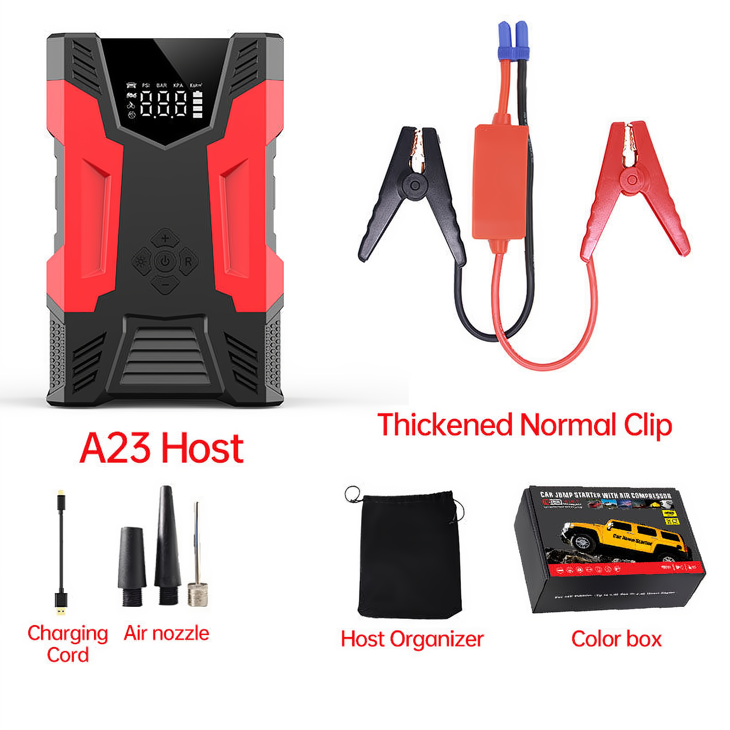 Auto Jump Starter Met Luchtcompressor Draagbare 12V Jump Starter Powerbank Accupack Lithium-accu Booster