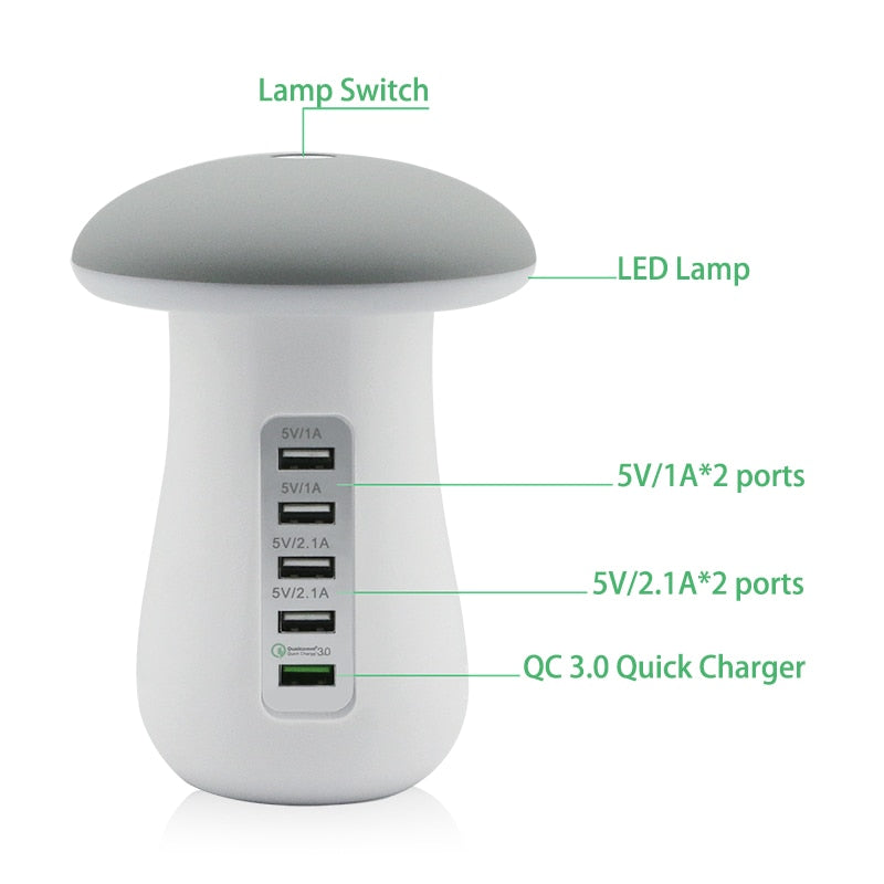 Leebote Multiple USB Phone Charger Night Lamp Charging Station"