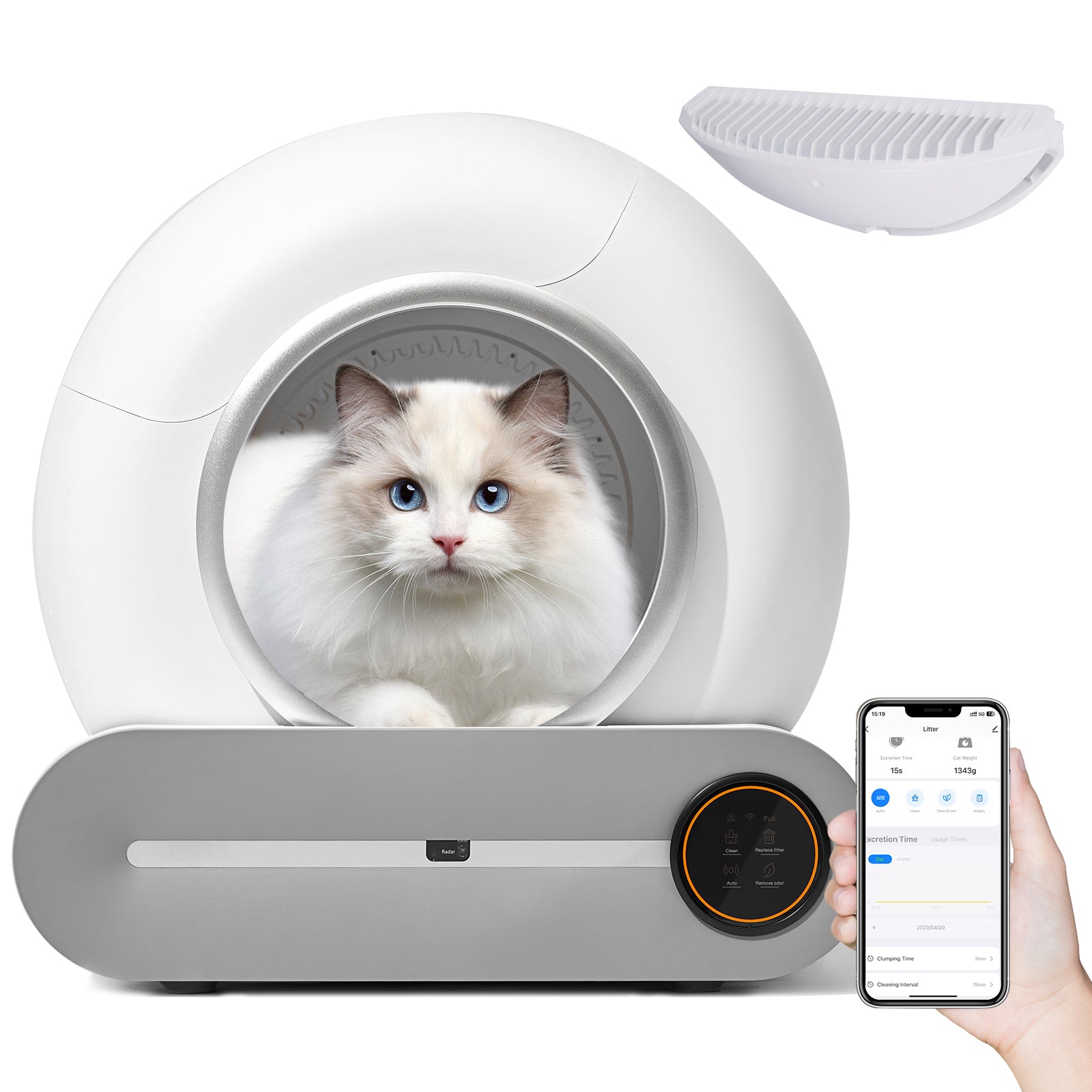 Smart WiFi-Enabled Cat Litter Box with Odor Elimination, Automatic