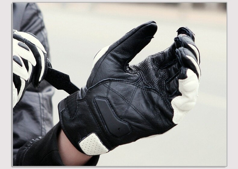 Black Leather Motorcycle Racing Gloves | Motor Sport Gear