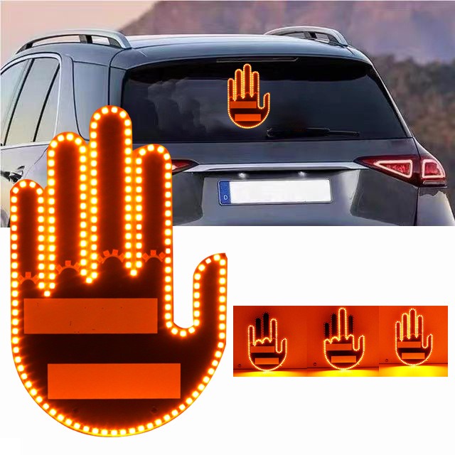 LED Middle Finger Car Sign - Novelty Car Interior Decoration.