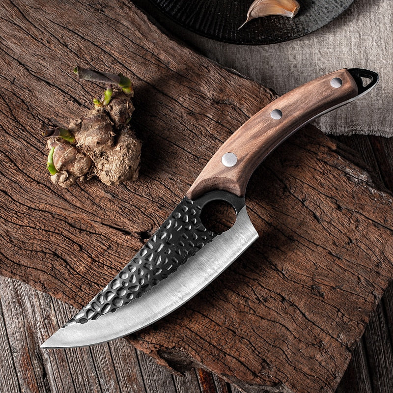 Forged 5.5'' High Clad Steel Boning Knife for Kitchen and Camping