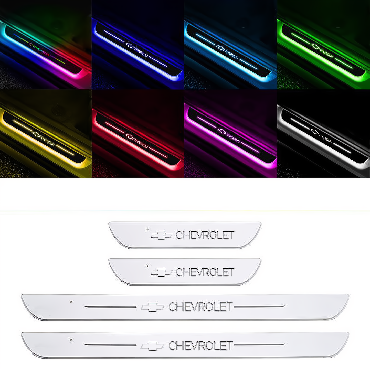 Acryl Universele Auto Led Welkomstpedaal Licht Led Bewegende Deur Scuff Led Deur Dorpel Scuff Plaat Auto Logo 4PCS Set