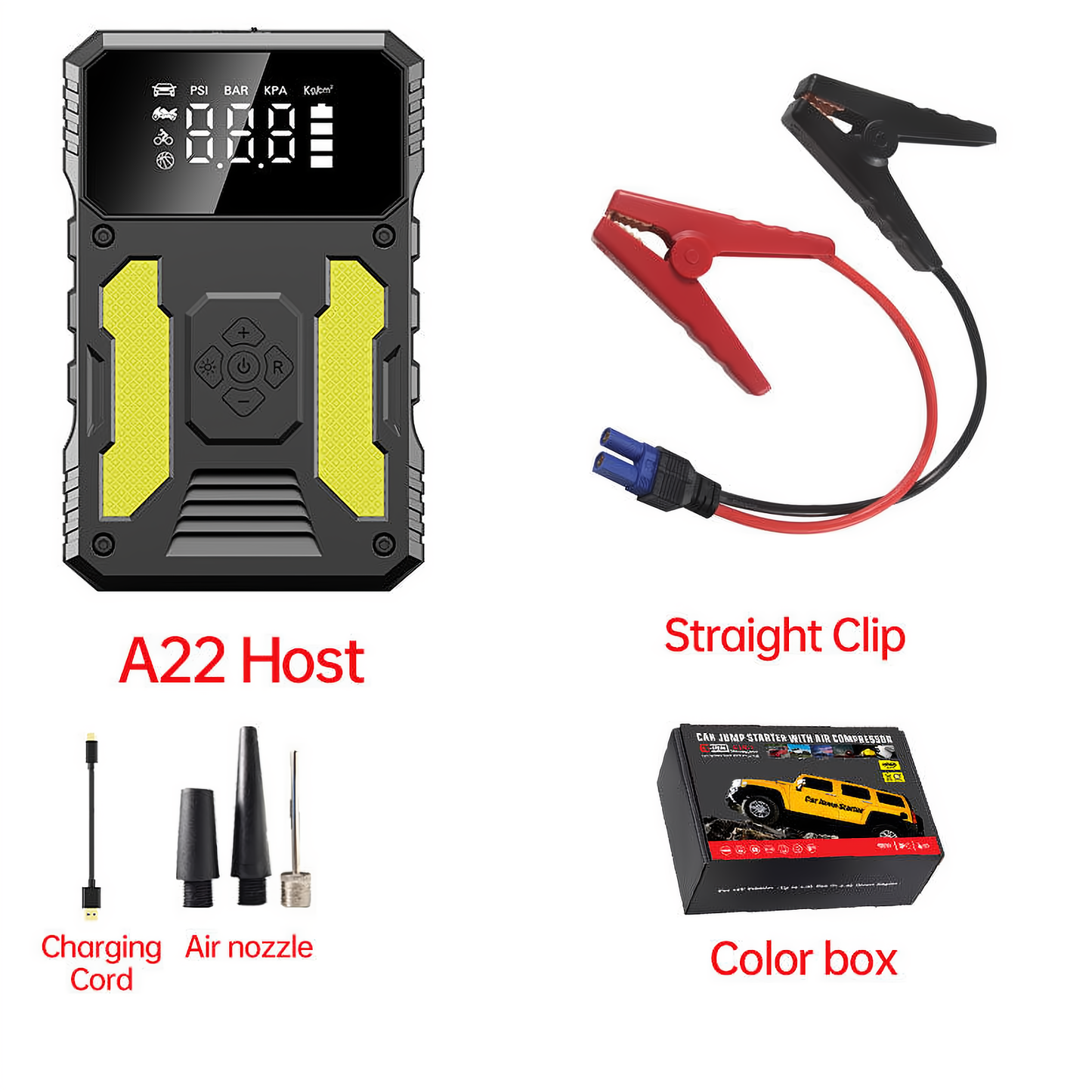 Auto Jump Starter Met Luchtcompressor Draagbare 12V Jump Starter Powerbank Accupack Lithium-accu Booster