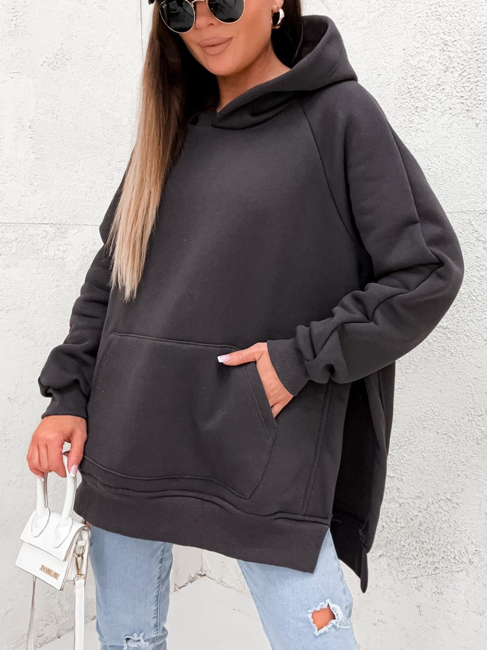 Pocket Style Slit Pullover Hoodie | Sweaters & Hoodies