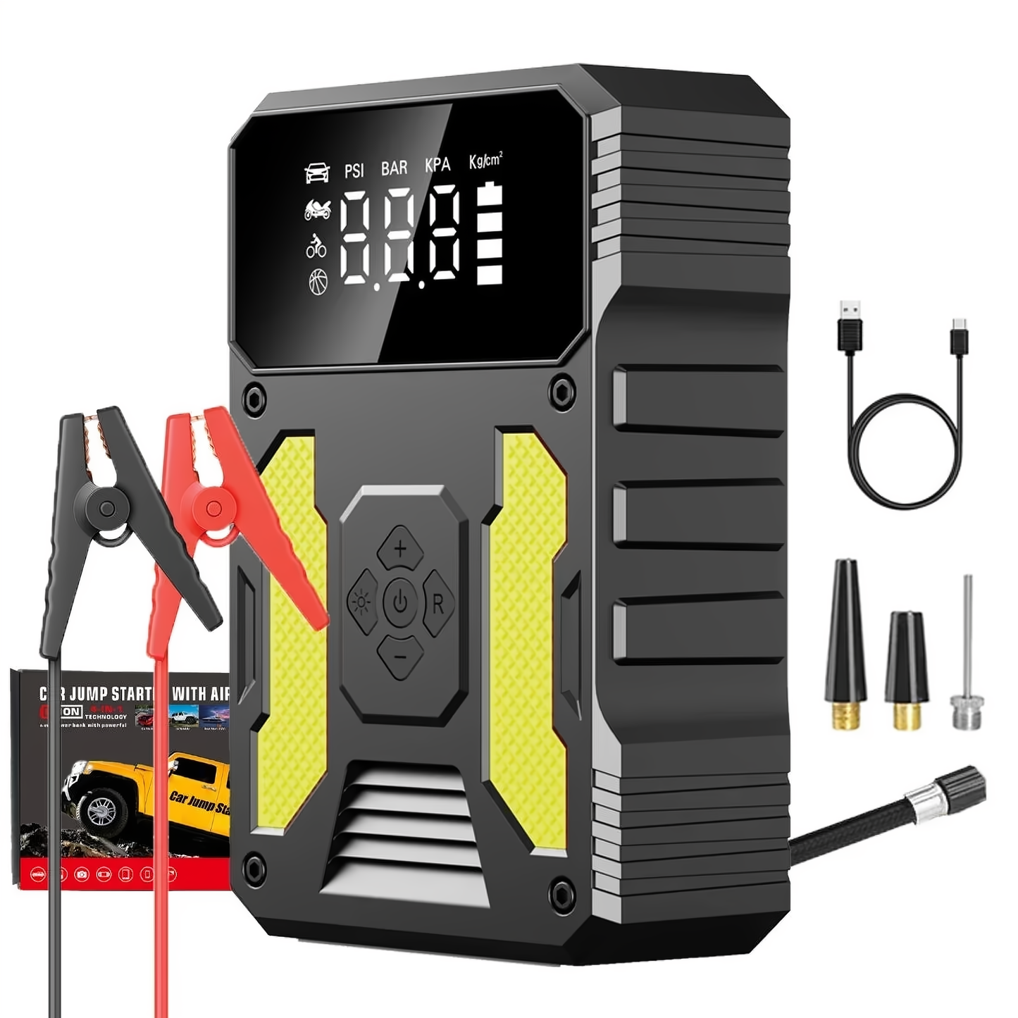 Auto Jump Starter Met Luchtcompressor Draagbare 12V Jump Starter Powerbank Accupack Lithium-accu Booster