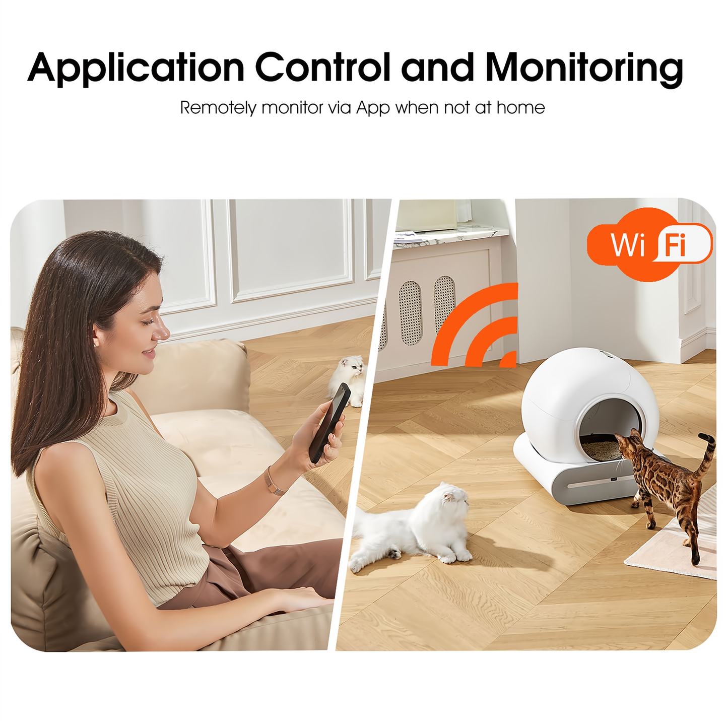 Automatic cleaning, eliminates odors, supports WiFi application control, intelligent automatic cat litter box with padding