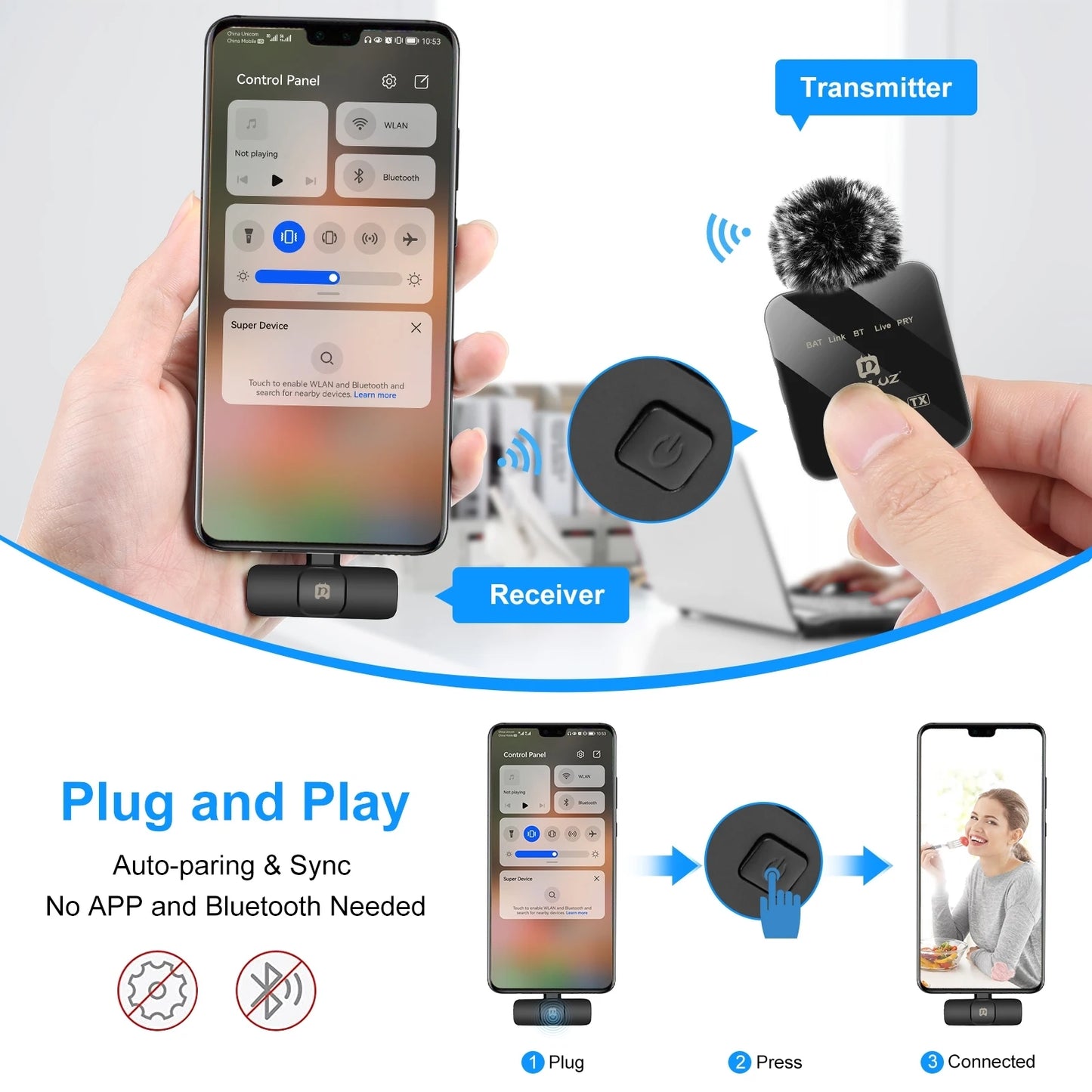 1-to-2 Wireless Lav Mic for Mobile Phone Recording - Tech Accessories