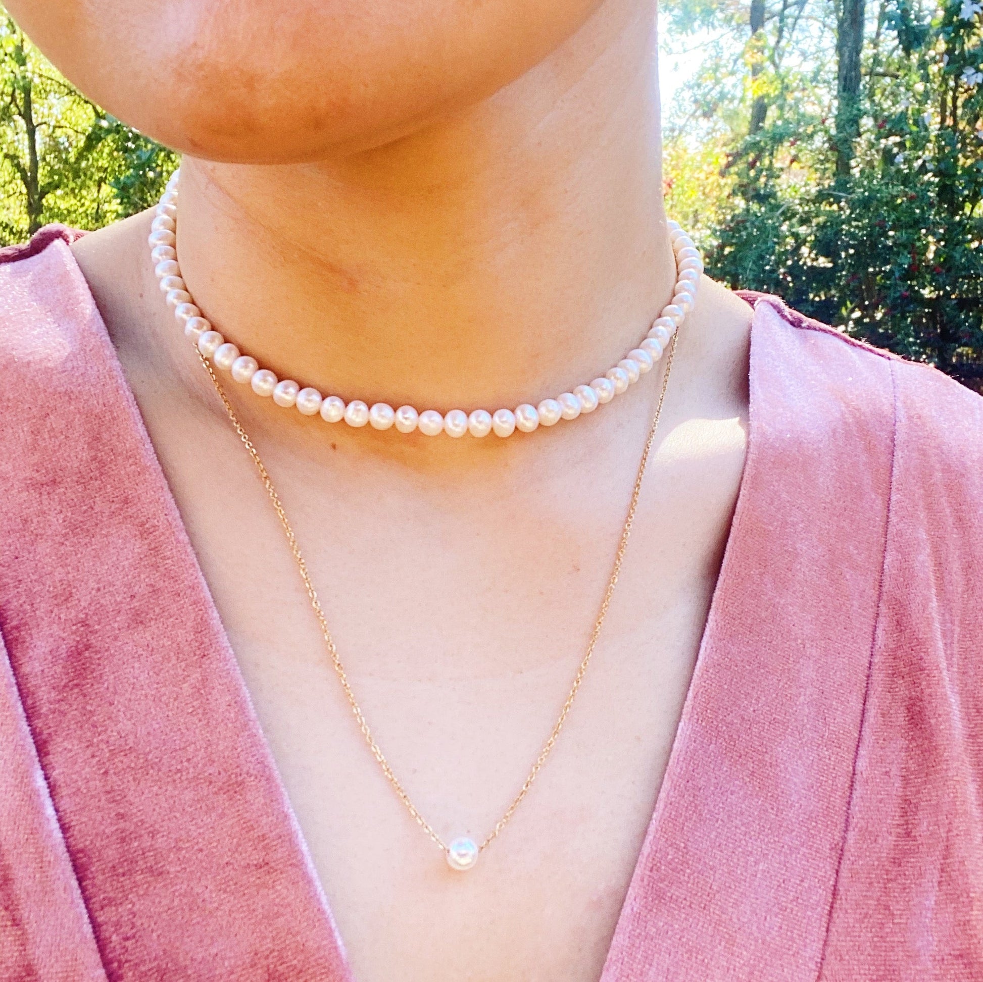 Dainty Single Pearl Necklace - Jewelry & Watches