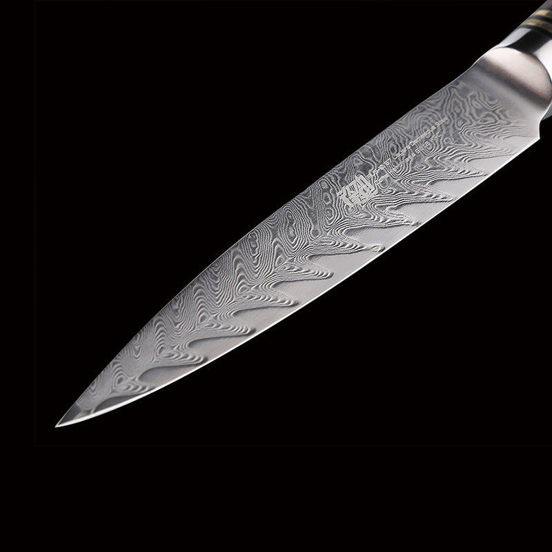 5" Damascus Kitchen Paring Knife with Unique Bone Pattern