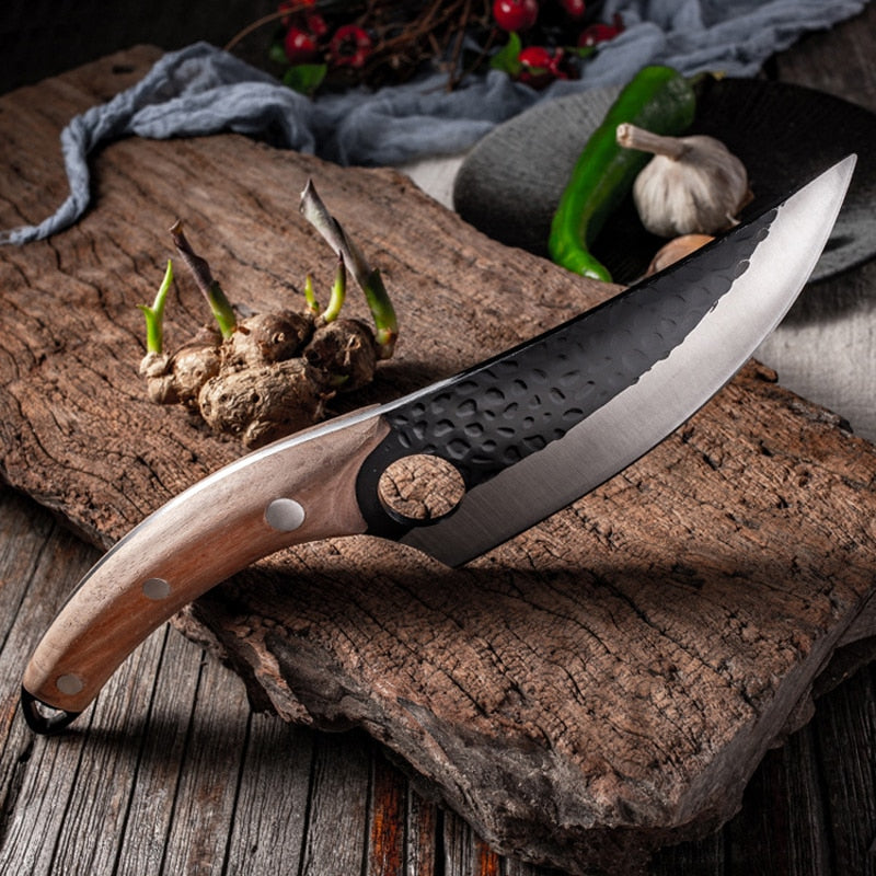 Forged 5.5'' High Clad Steel Boning Knife for Kitchen and Camping