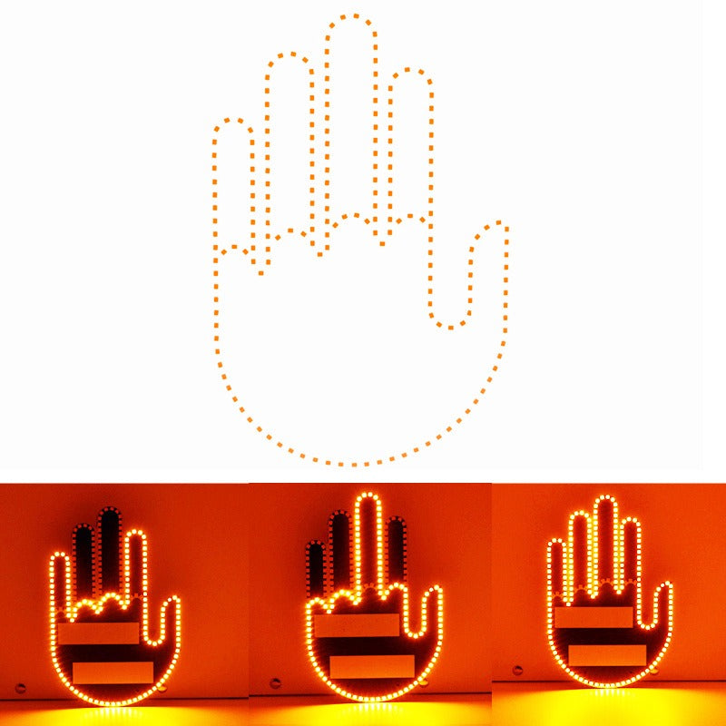 LED Middle Finger Car Sign - Novelty Car Interior Decoration.