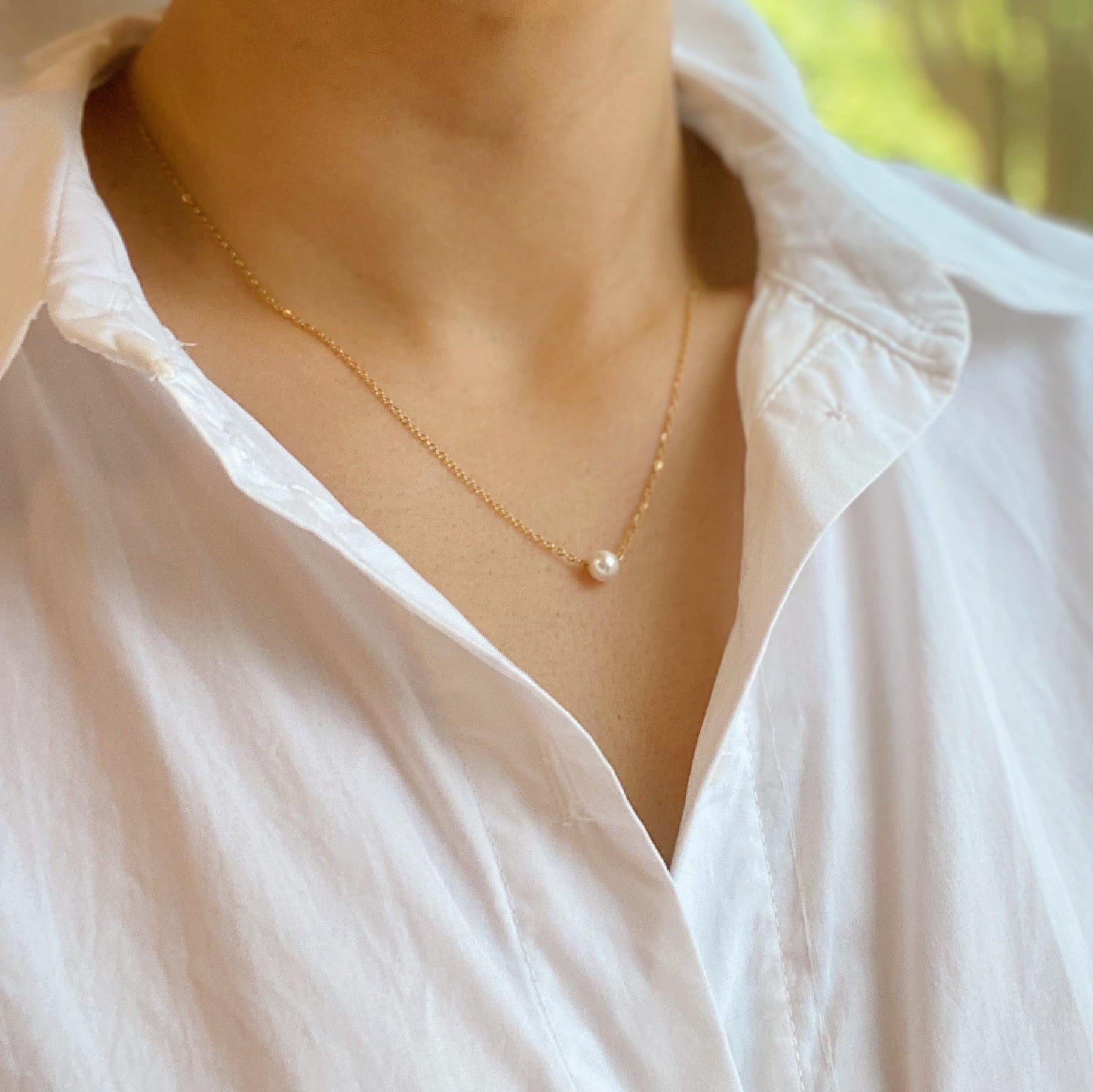 Dainty Single Pearl Necklace - Jewelry & Watches