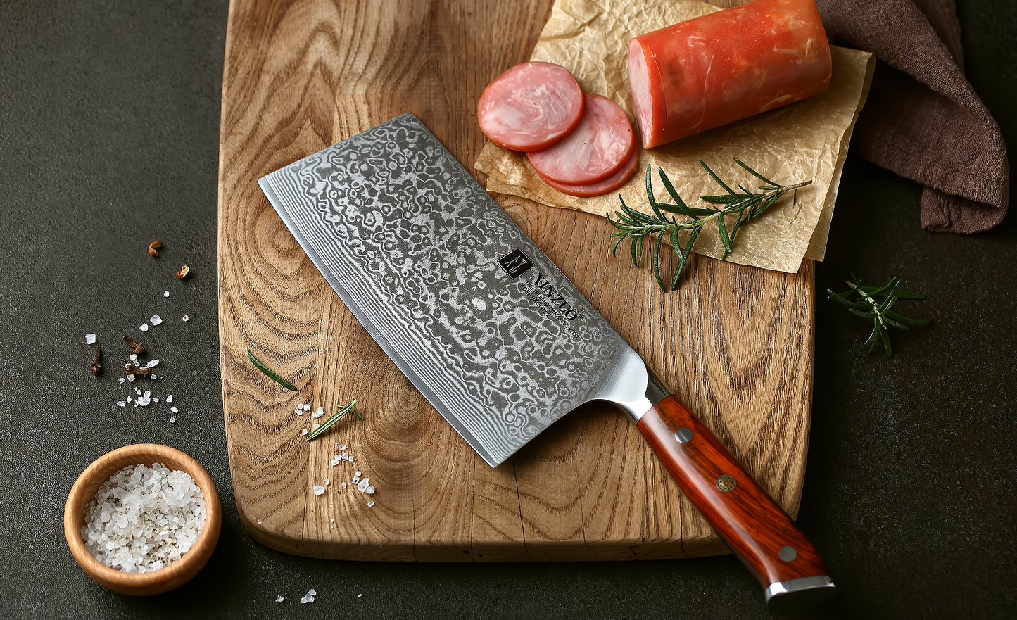 XINZUO 1/4PC Keukenmessenset vg10 Kern Damascus Staal Chef Santoku Gebruiksmes Messen Roestvrij Staal Snijden Vlees Bestek