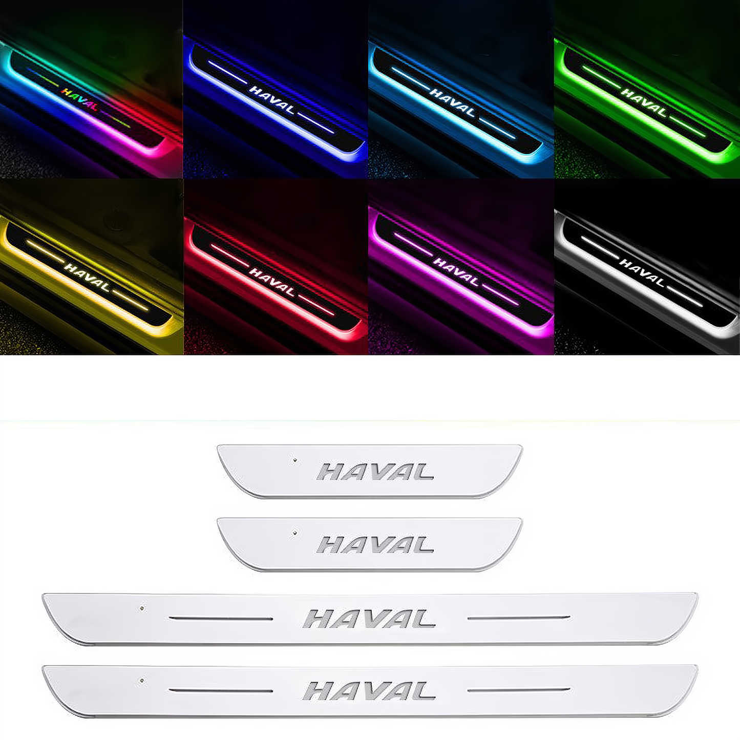 Acryl Universele Auto Led Welkomstpedaal Licht Led Bewegende Deur Scuff Led Deur Dorpel Scuff Plaat Auto Logo 4PCS Set