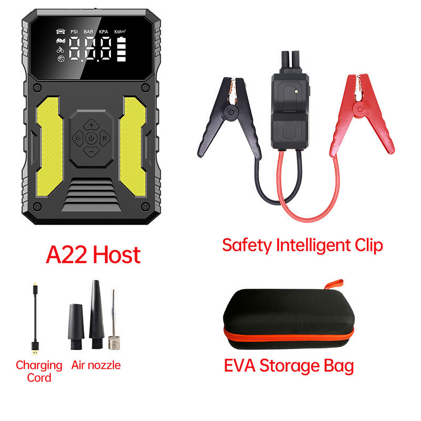 Auto Jump Starter Met Luchtcompressor Draagbare 12V Jump Starter Powerbank Accupack Lithium-accu Booster