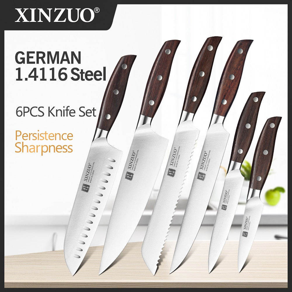 XINZUO 6-Piece Kitchen Knife Set - High Carbon German Stainless Steel