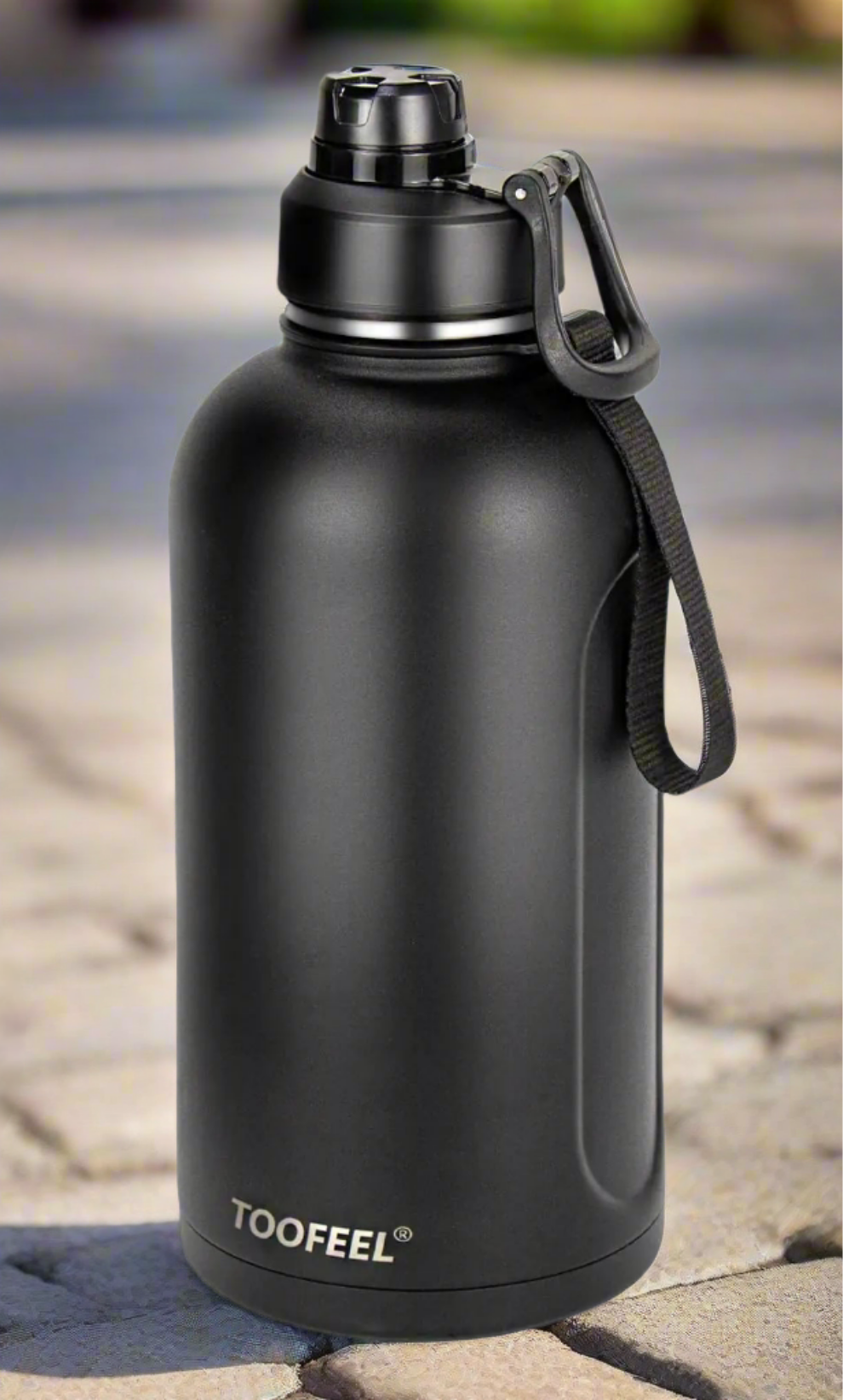 Toofeel Insulated Stainless Steel Water Bottle 74 oz 2.2L Double Walled Vacuum Big Thermos Leak Proof Cold Water Bottle Wide Mouth Metal Bottle for Hot and Cold Drinks BPA Free Midnight Black