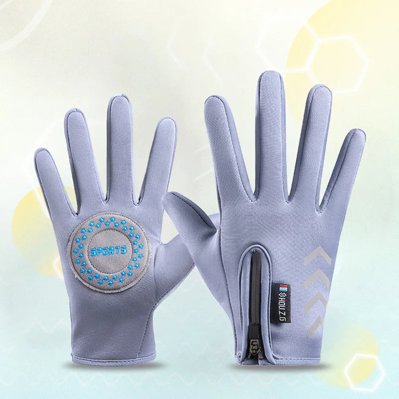 Kids Waterproof Thermal Cycling Gloves with Reflective Zipper - Sports