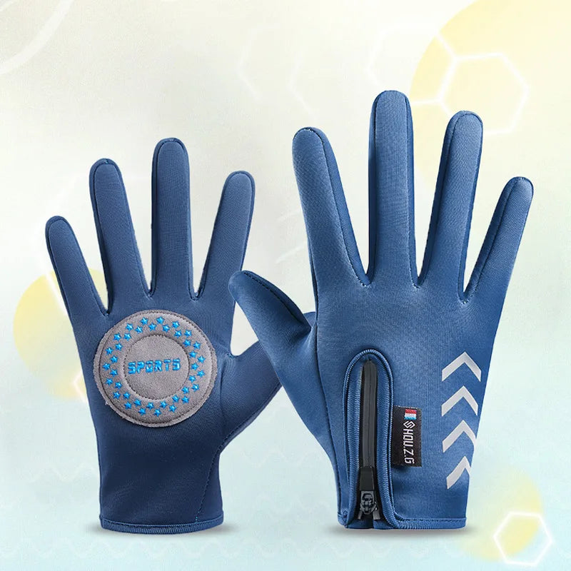 Kids Waterproof Thermal Cycling Gloves with Reflective Zipper - Sports