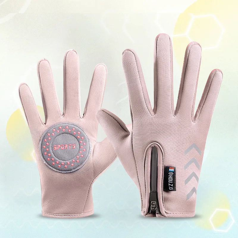 Kids Waterproof Thermal Cycling Gloves with Reflective Zipper - Sports