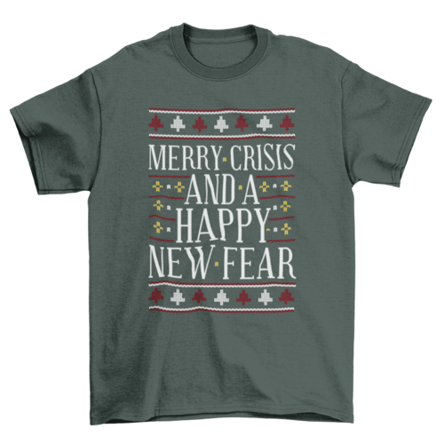 Merry Crisis Ugly Sweater T-Shirt: Add Festive Fun to Your Wardrobe