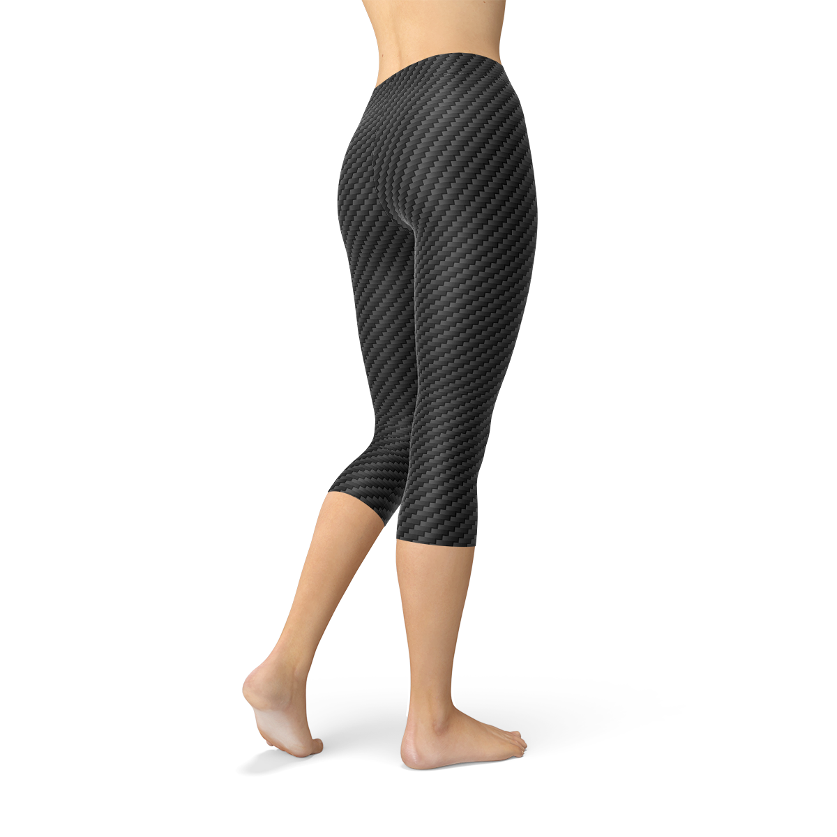 Black Carbon Fiber Capri Leggings for Women | Leggings Category